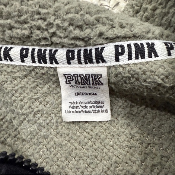 Victoria Secret PINK Green Sherpa 1/4 Zip Jacket - Picture 8 of 13
